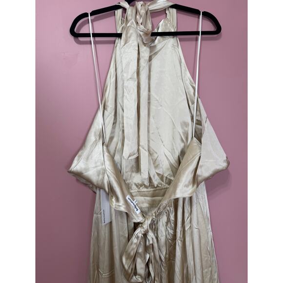 NEW NWT Reformation Alani SIlk High Neck Dress Ivory Size 24 - Picture 6 of 6
